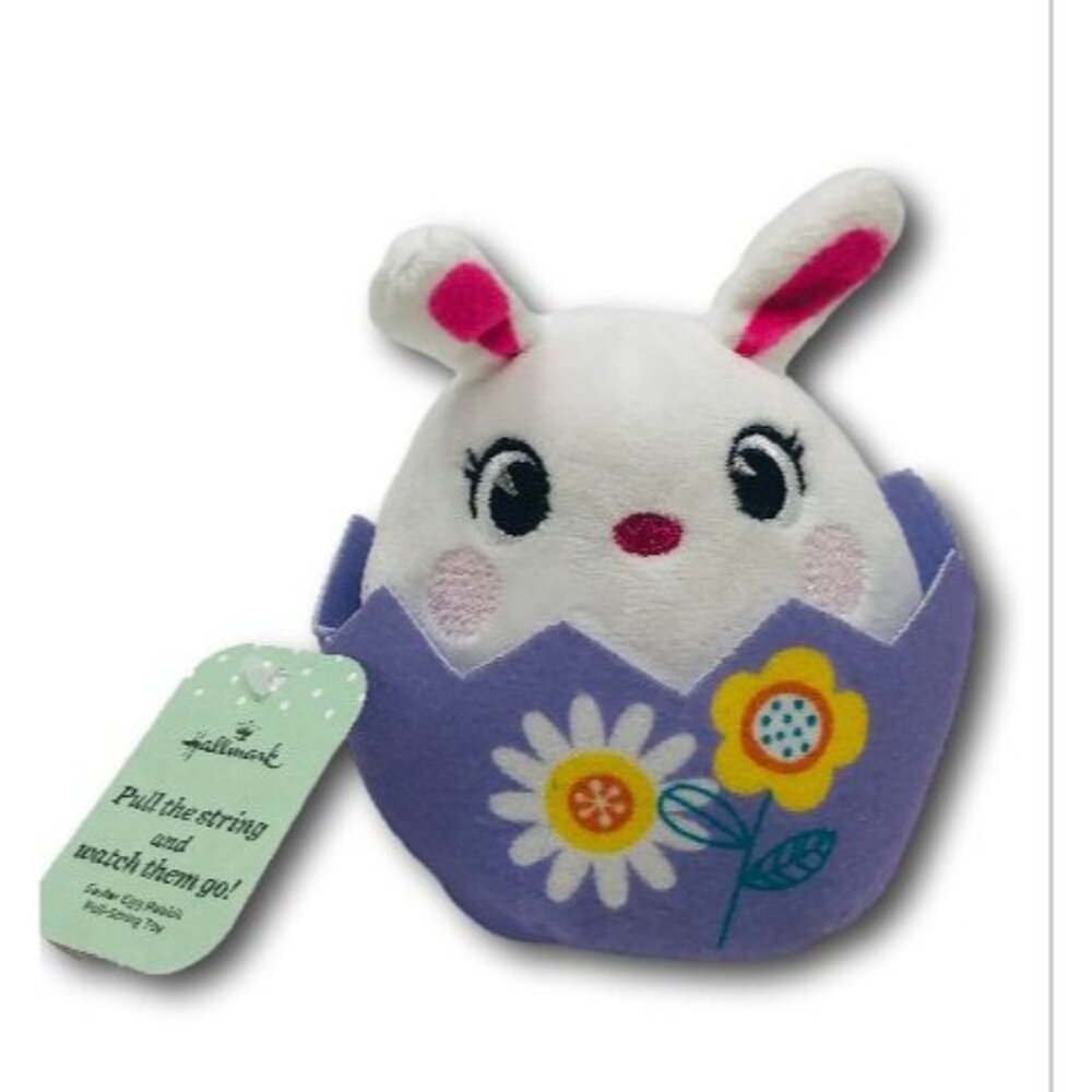 Hallmark Zip-Along Easter Egg Bunny Rabbit Pull-String Toy Plush Stuffed Animal